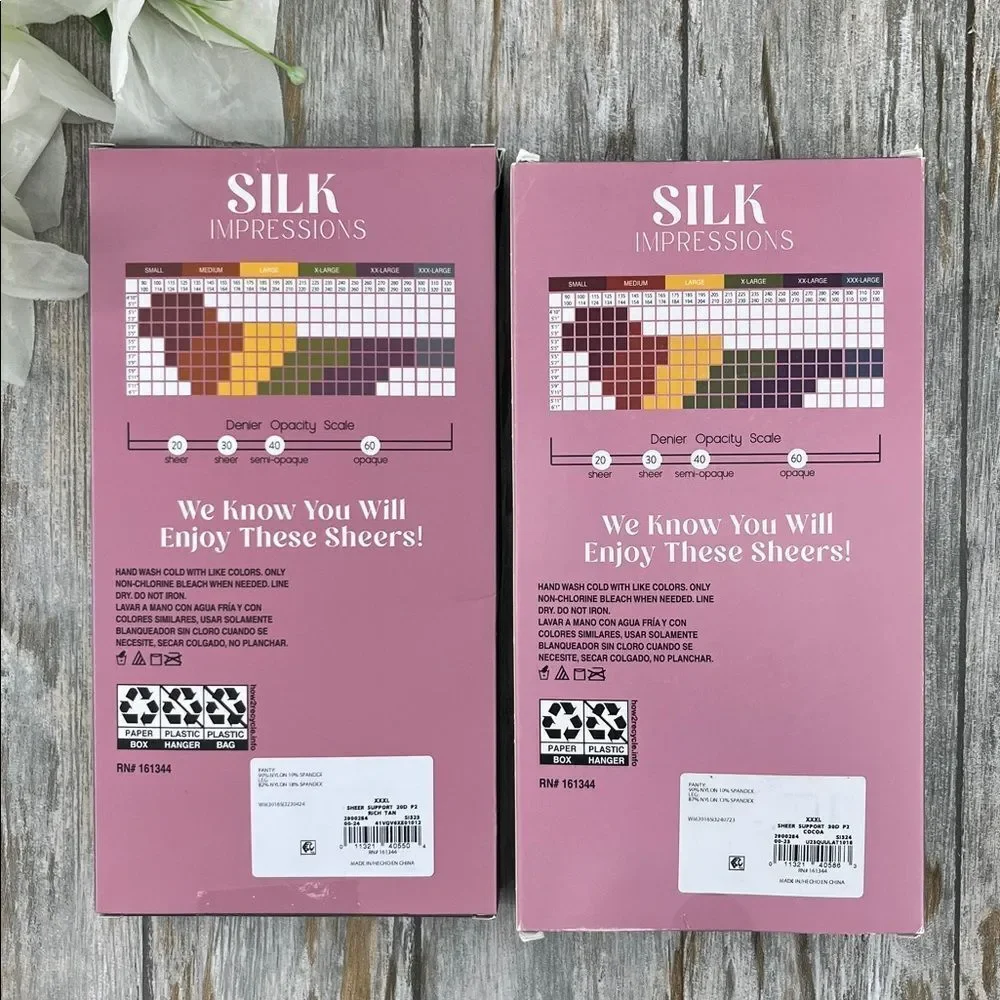 Silk Impressions Shimmer Sheer Pantyhose Stockings Sheer 2, 2-Packs XXXL